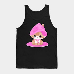 pink hat kitten Tank Top